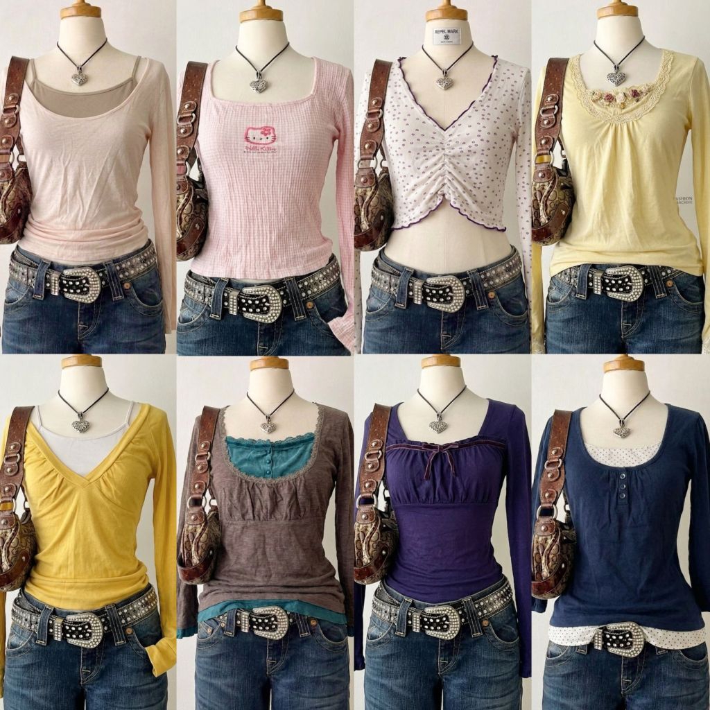 [NEW UPDATE] y2k long Sleeve top milkmaid axesfemme beaded milkmaid fairy top coquette top