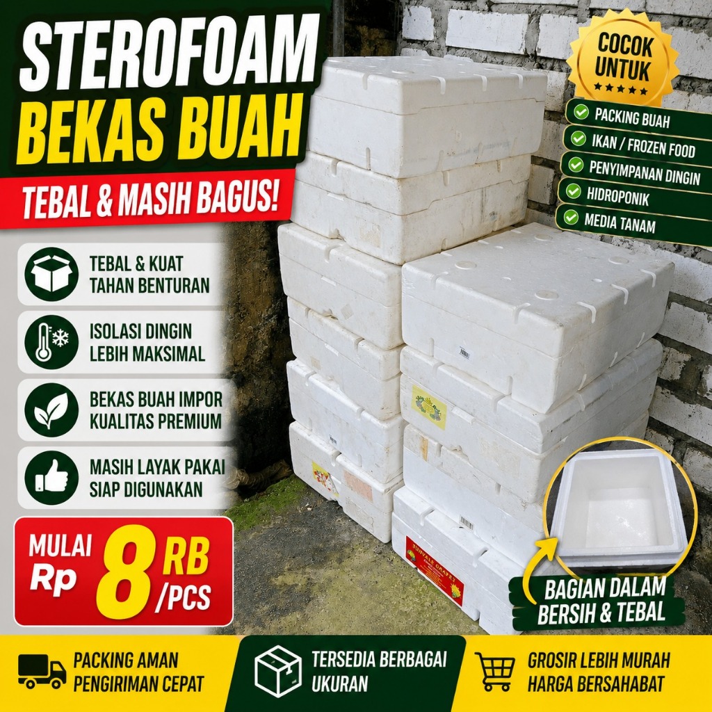 Box Sterofoam Bekas Buah Ukuran Besar Bekas Import Kondisi Bagus