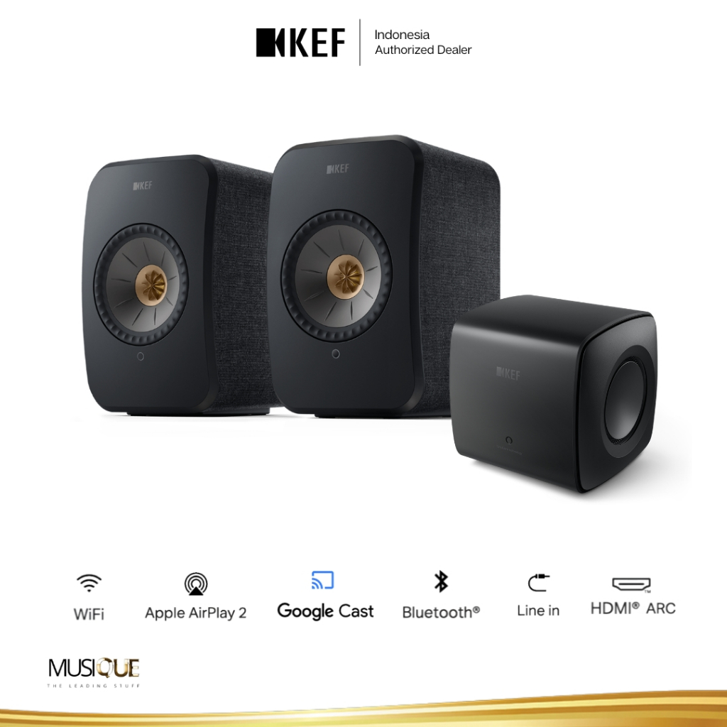 KEF LSX II with KEF Kc62 Subwoofer  - Carbon Black