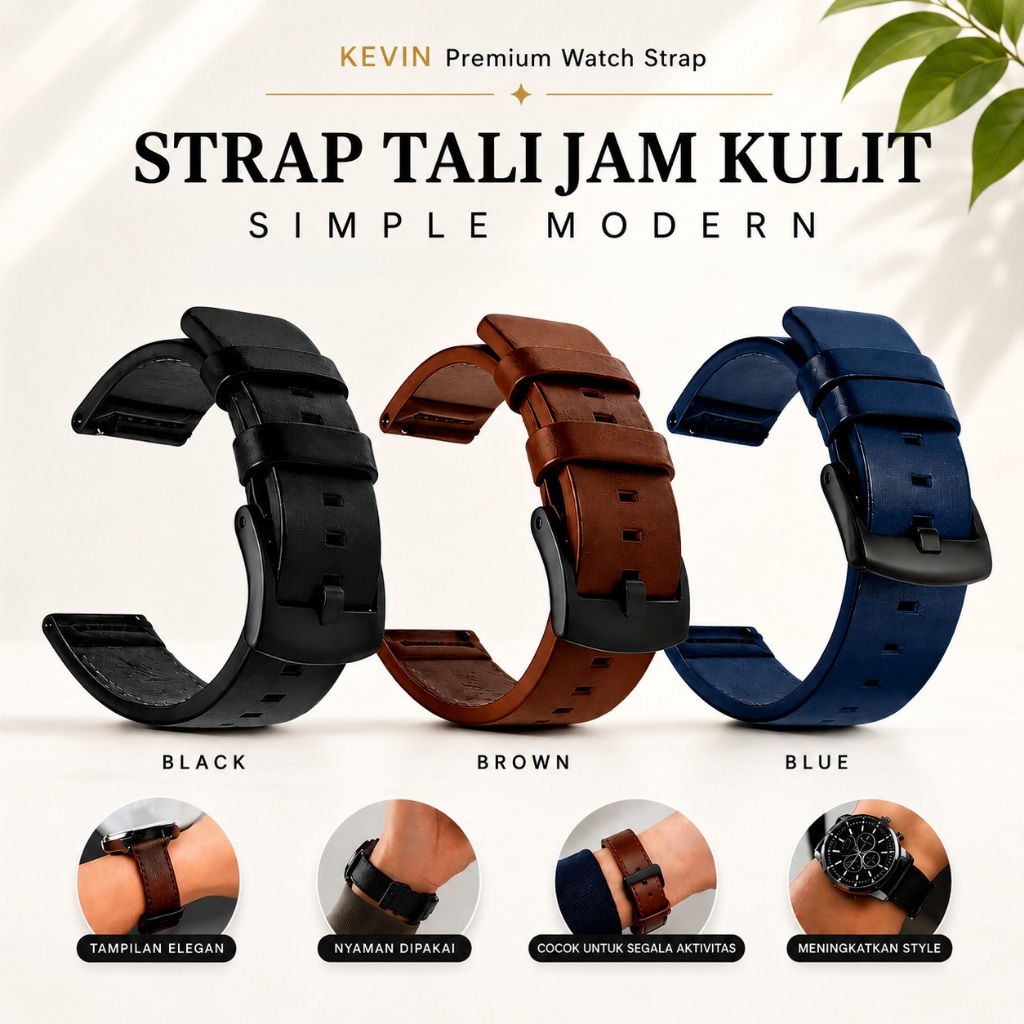 Tali Strap Jam Coros Apex 4 46mm / Nomad - Kulit Leather Simple Polos 24mm Modern