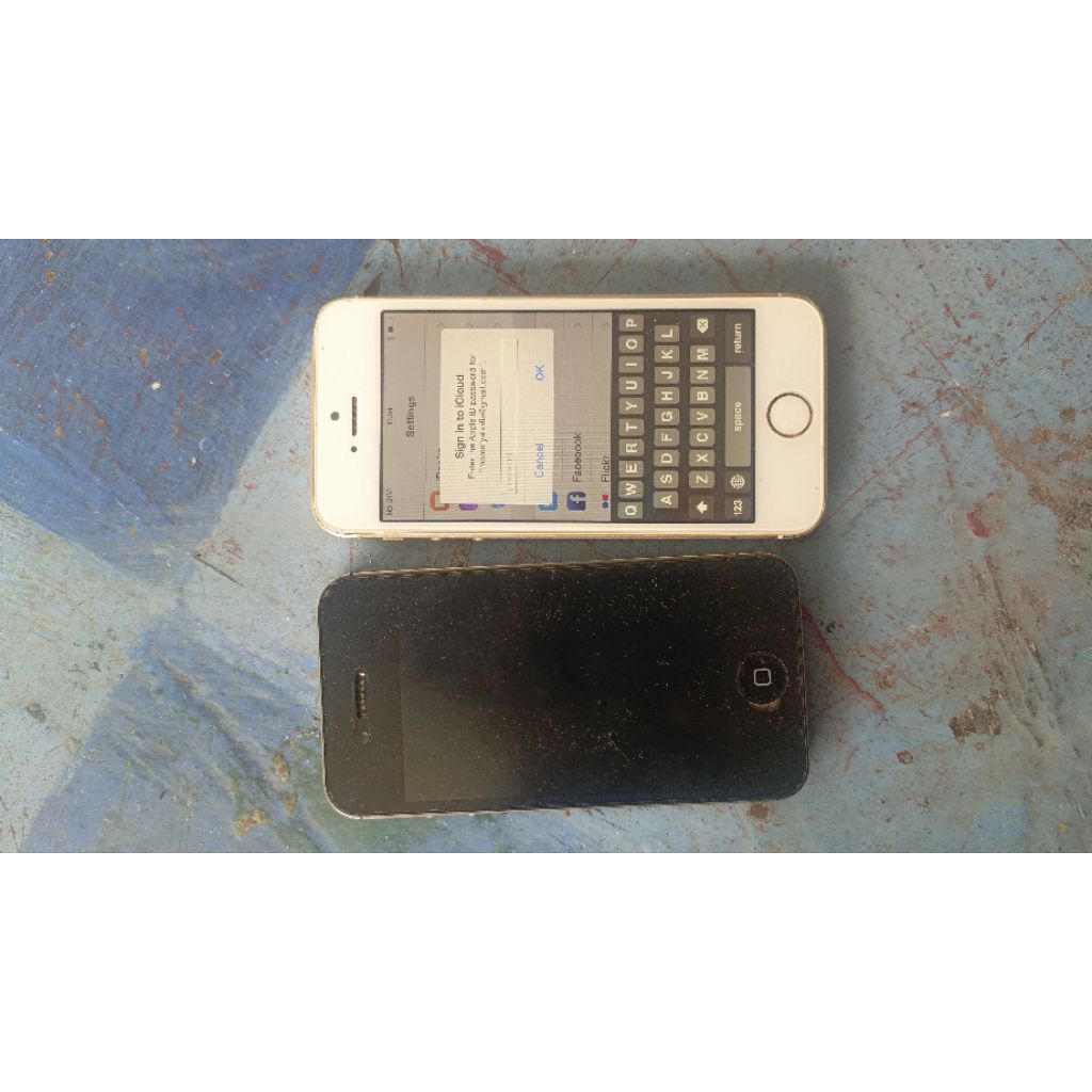 iphone 5s lock icloud + iphone 4 batre kosong
