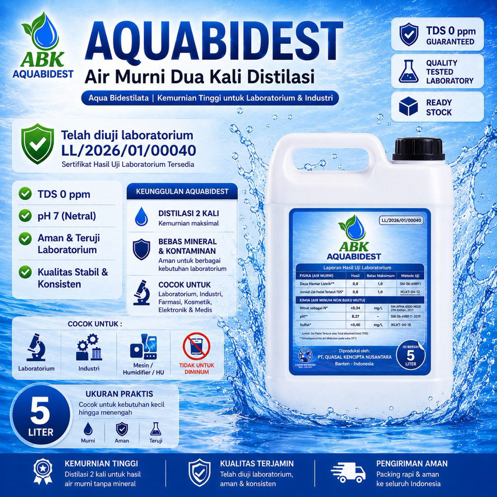 Aquabidest / Aquabidestilata / Aquabidest 5 Liter