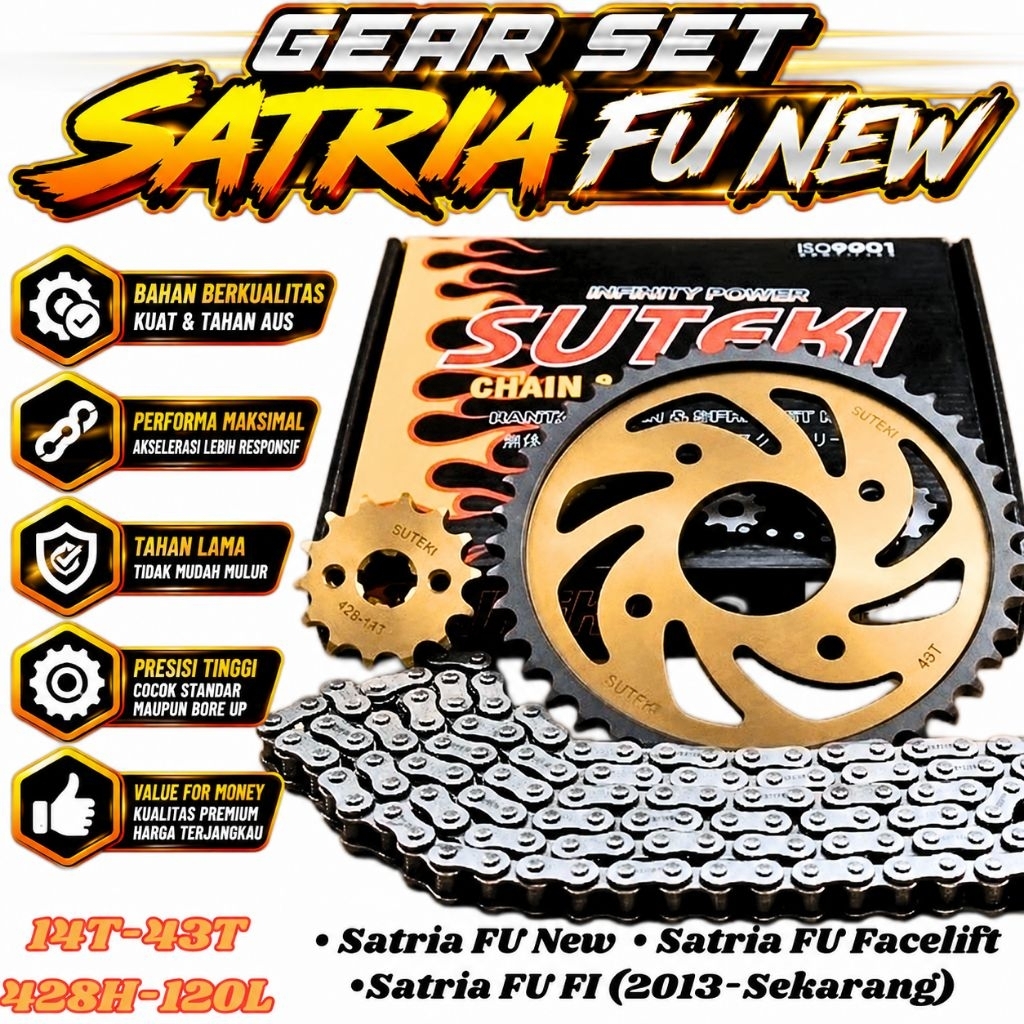 GEAR SET SATRIA FU 150 NEW GEAR PAKET SATRIA FU FI  SATRIA FU FACELIFT 2013 2014 INJEKSI BARONG