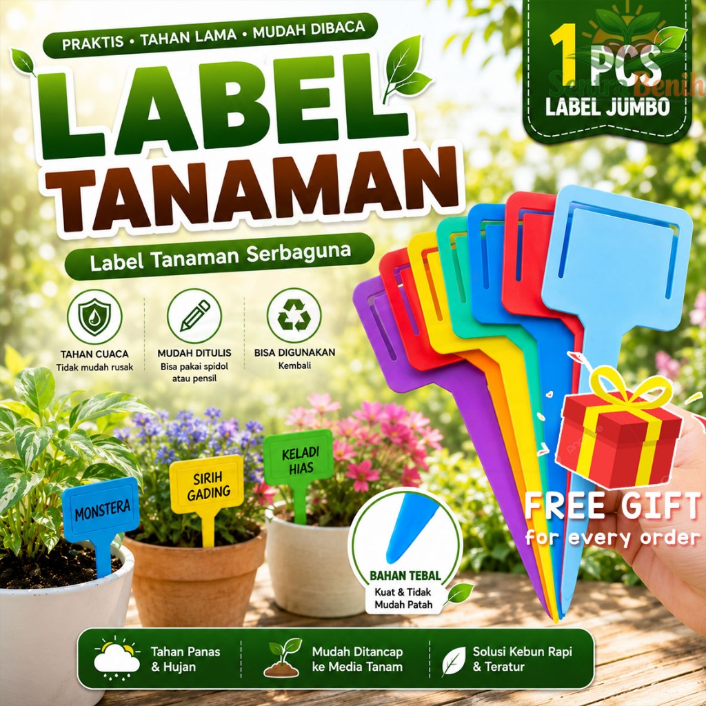 Label Tanaman Jumbo Tanda Nama Pohon Kebun Papan Nama Pot Polybag Tray Semai Tebal Anti Air