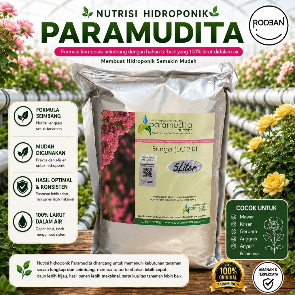 Nutrisi Hidroponik Bunga 5 Liter Paramudita Nutrient AB Mix