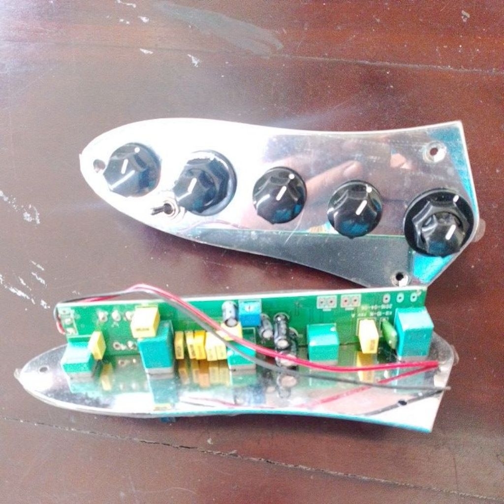 Preamp Bass Aktif 5 Knob EQ 3 Band + Volume Balance | Preamp Bass Guitar Onboard Chrome Plate