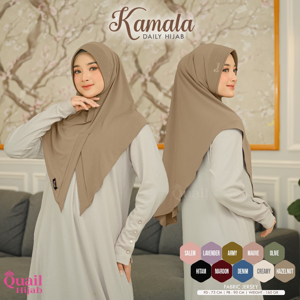 Kamala Khimar Jilbab Original Quail Hijab Wanita Jersey Emran Hijab
