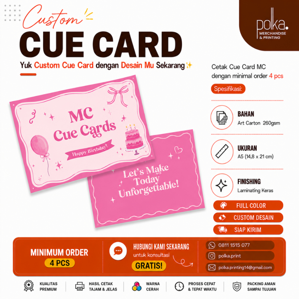 Cetak Custom Cue Card A5