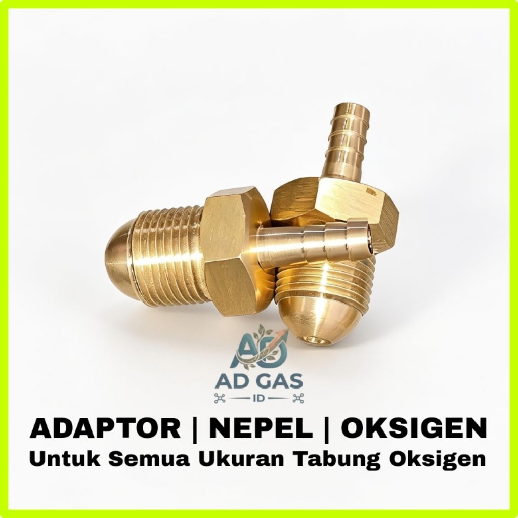 Adaptor Nepel Tabung Oksigen – Sambungan Regulator Packing Ikan Hias Aquascape – Bahan Kuningan Anti