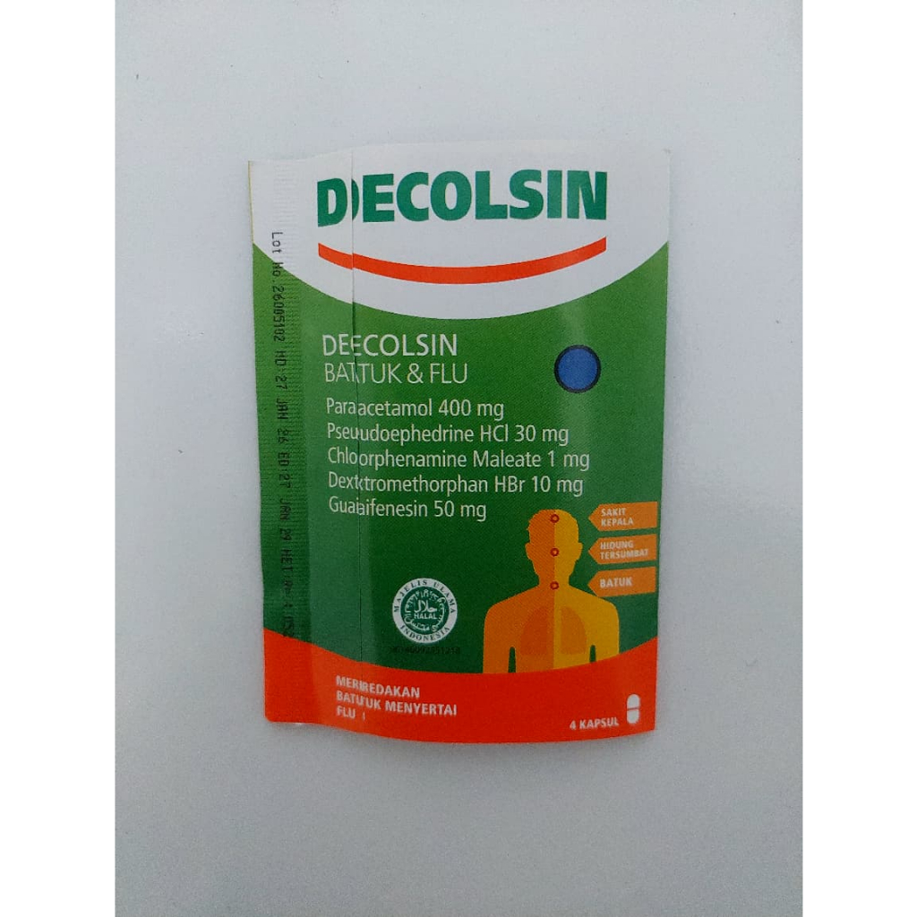 Decolsin 4 Kapsul - Obat Flu dan Demam dengan Paracetamol, Chlorpheniramine, Dextromethorphan