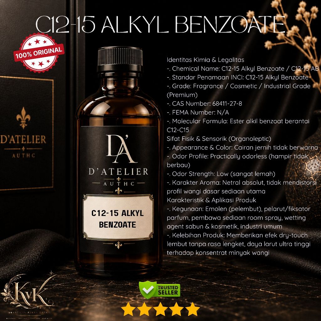 C12-15 Alkyl Benzoate 10ml Pure Murni Emollient Cosmetic Ingredient Skincare Raw Material Serum Crea
