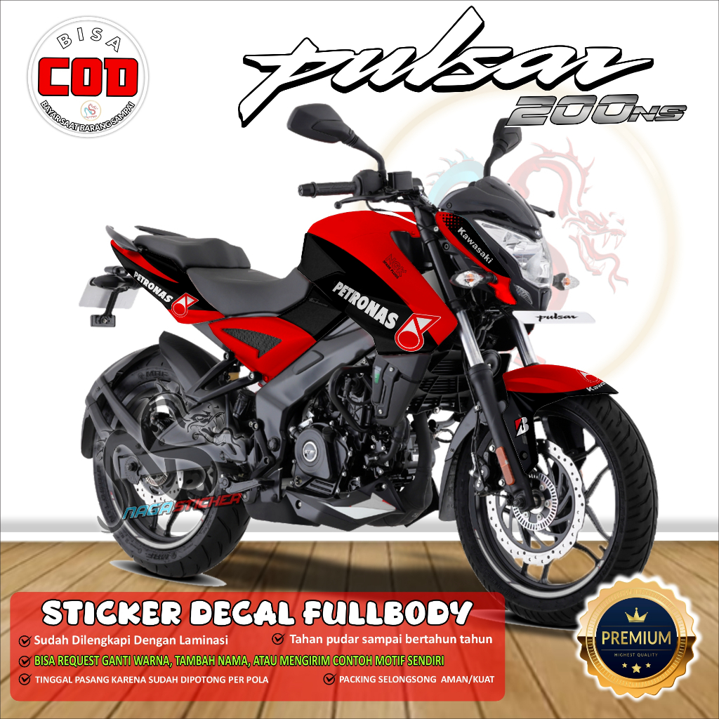[COD] DECAL STICKER FULL BODY Body KAWASAKI PULSAR NS200 Kode NS1015 Desain Bisa Custom