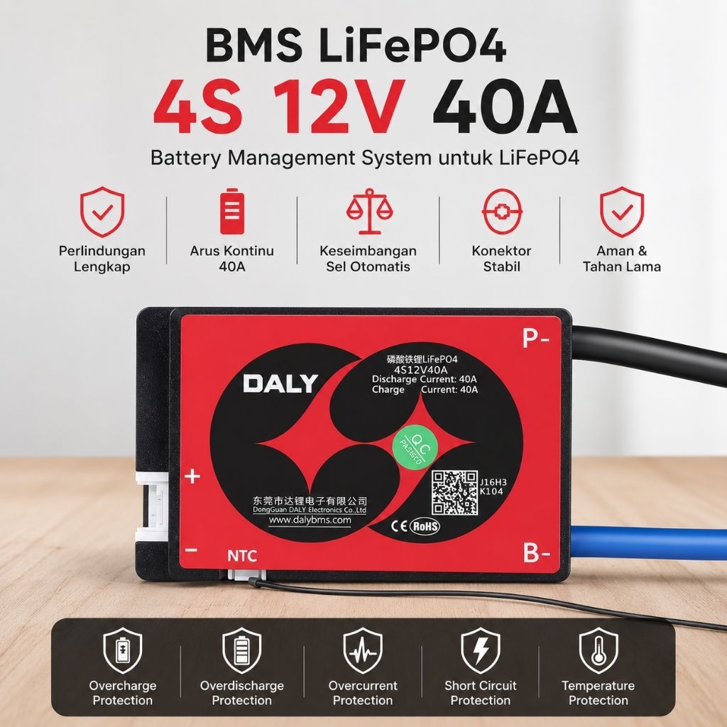 BMS MERK DALY 4S 12V 40A Lifepo4 40A