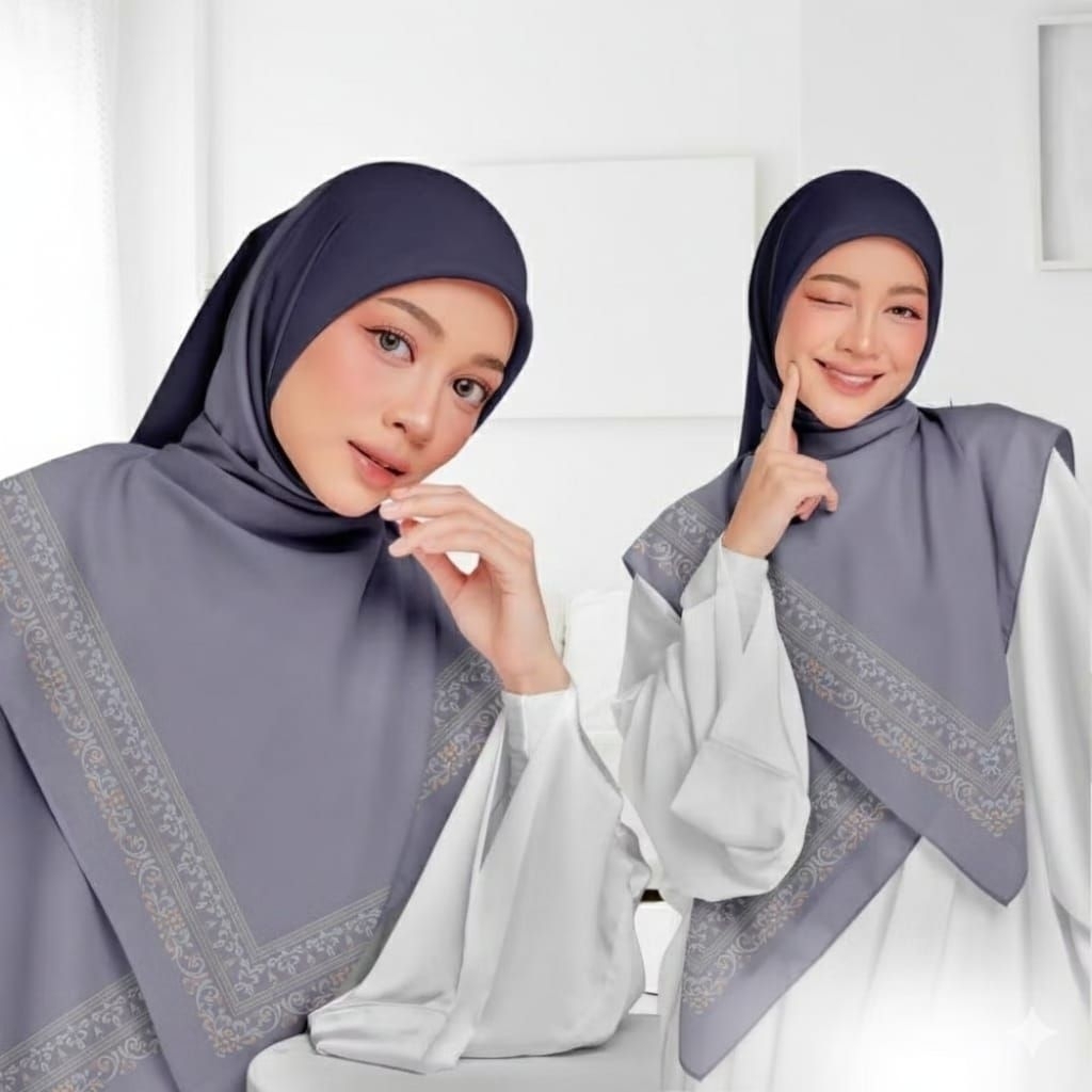Kerudung Hijab Segi Empat Motif Seris Gradasi Karima Voal Premium