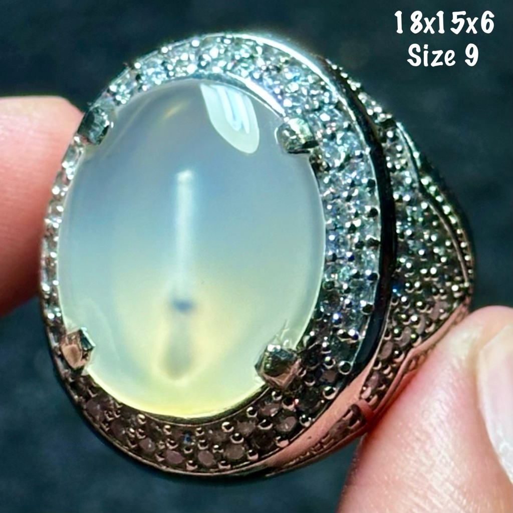 Cincin Batu Akik Natural Baturaja Sodo Lanang Giwang Kristal (asli alam)