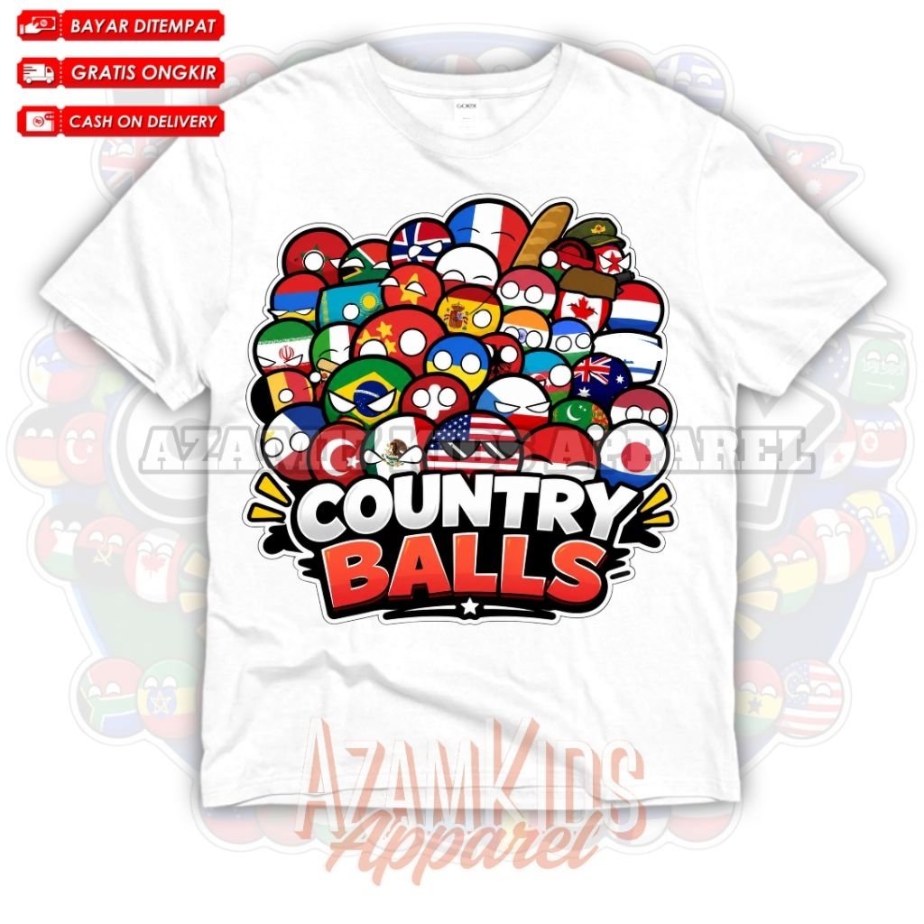 Kaos Anak Baju Anak Country Ball All Karakter Free Nama / Kaos Tshirt Anak All Country Ball