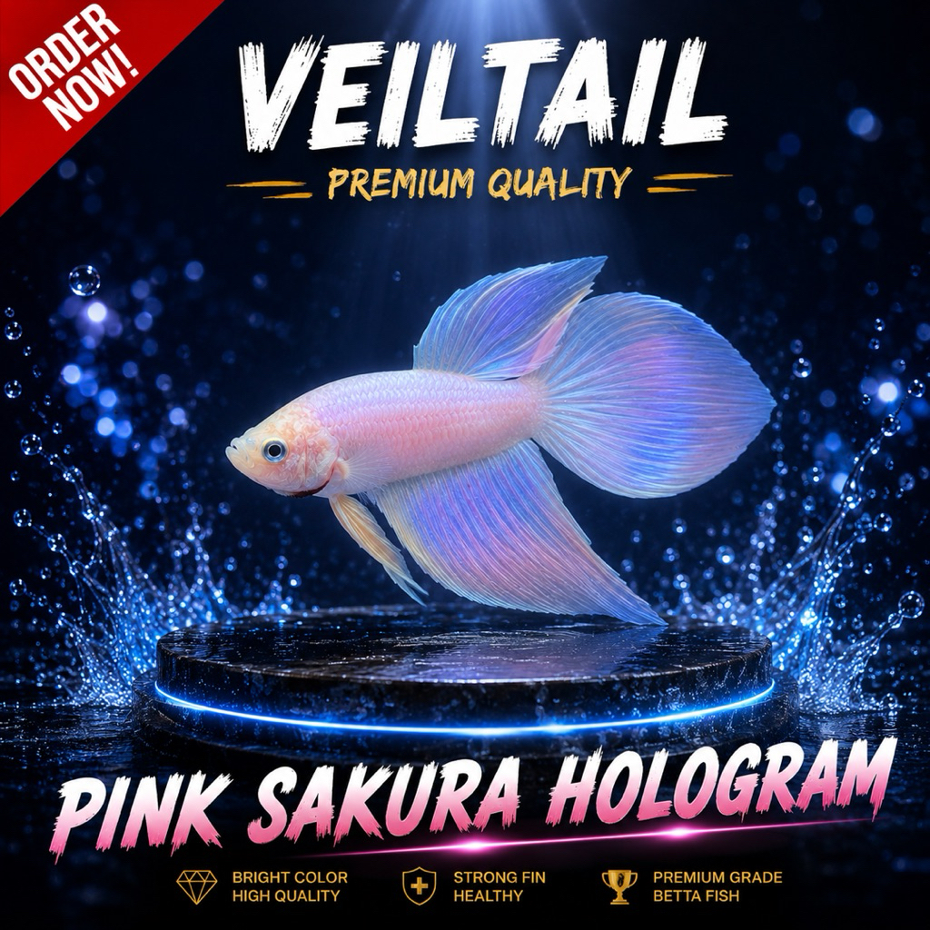 ikan cupang veiltail pink hologram grade