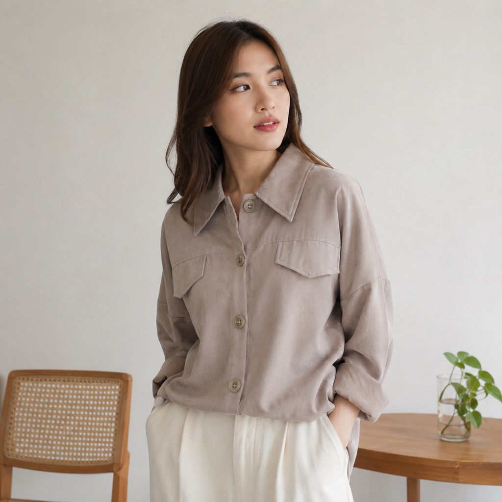 YASUI - Serena Corduroy Shirt | Corduroy Jacket | Kemeja Oversized Wanita | Oversize Jacket Wanita