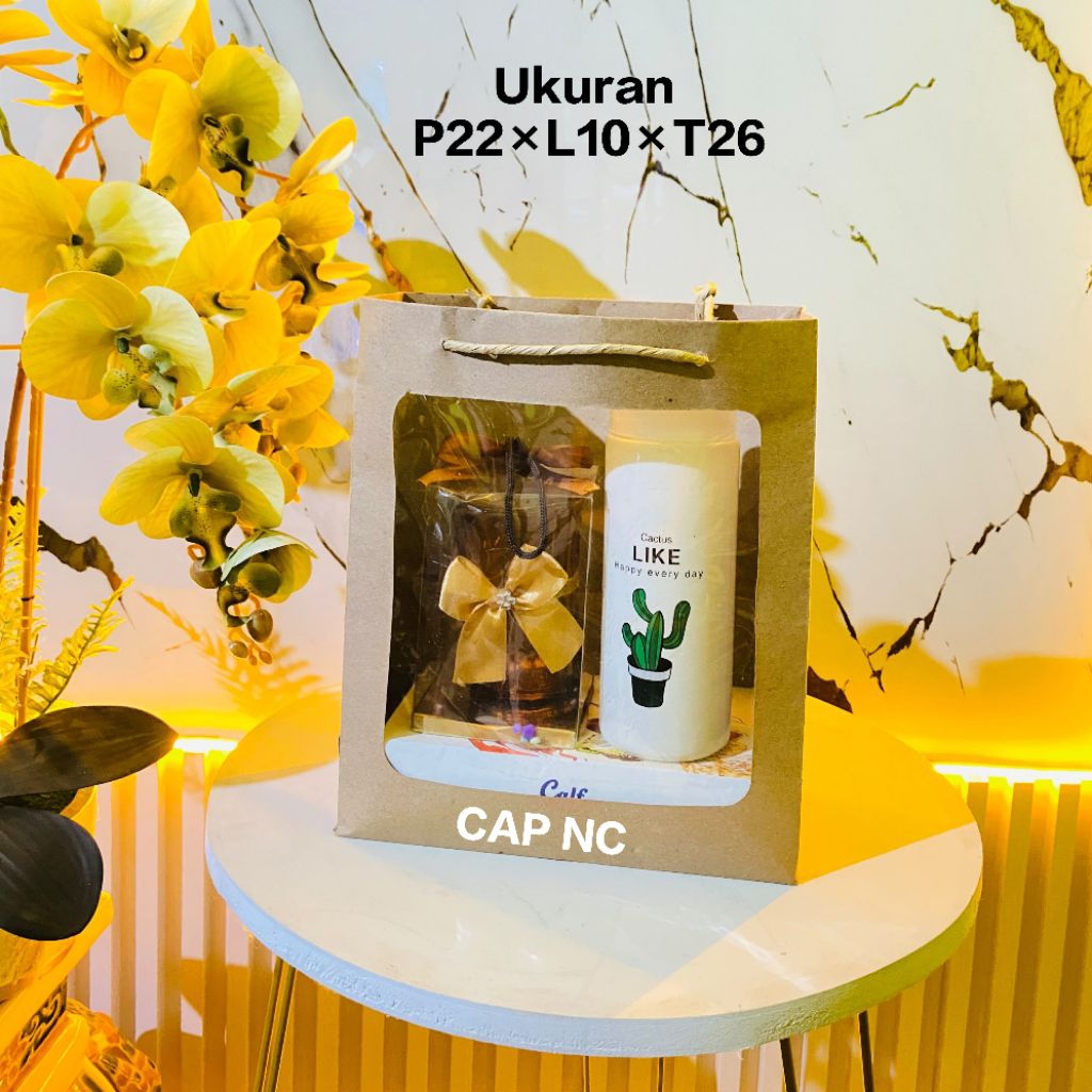 Paper bag Mika P22×L10×T26 Jendela / Paper bag Windows Transparan / Tas Kertas Mika / Goodie bag