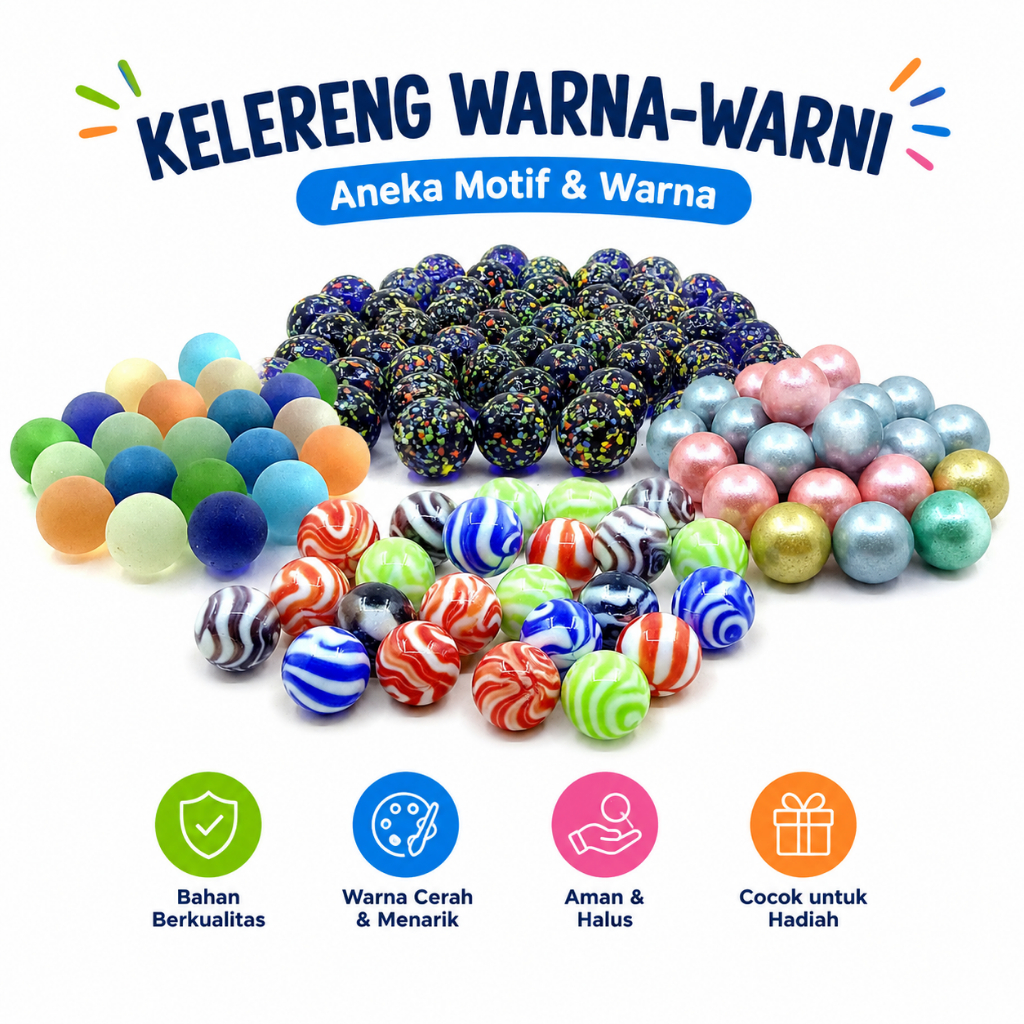 Kelereng Mini Standard Jumbo Mainan Jadul 90an Gundu Guli