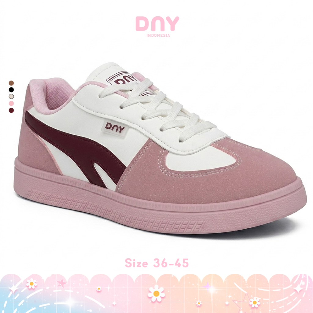 Sepatu DNY Sepatu Wanita Flat Ringan Black Cream Coklat Sneakers Unisex Casual Tali Running Stylish 