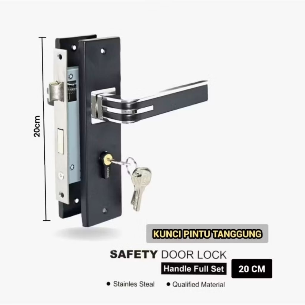 handel set kunci pintu besar/ gagang pintu set kunci besar minimalis