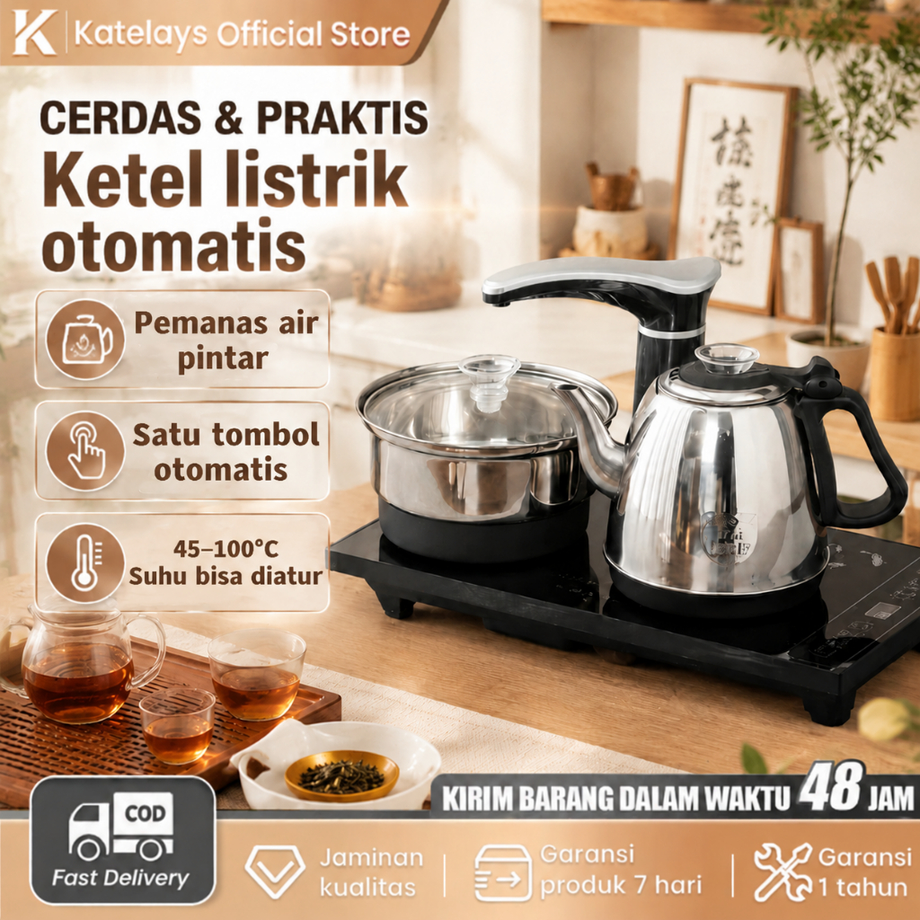 Teko Elektrik Otomatis Teko Kaca Teko Stainless 304 Listrik Teko pemanas air listrik