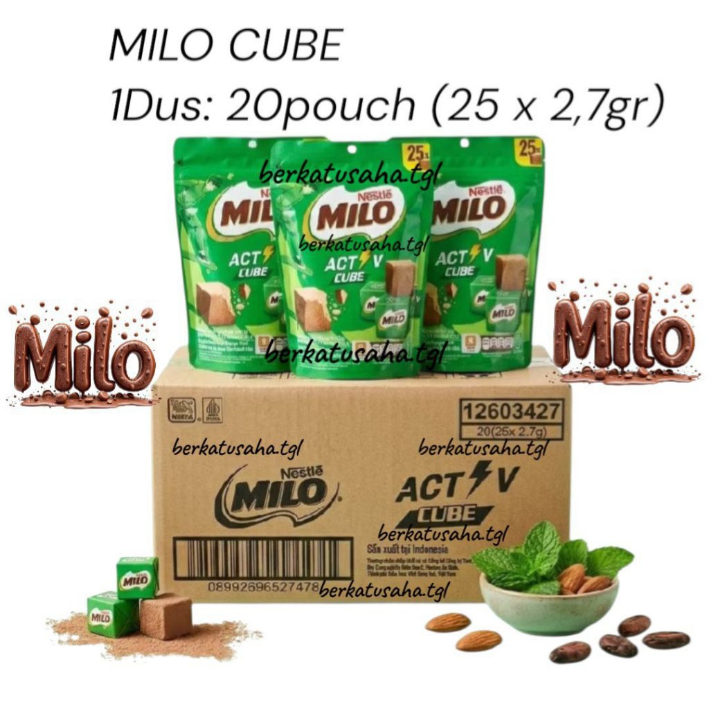 MILO ACTIVE CUBE 1DUS: 20bag (25cube x 2,7gr) - Milo Cube Asli Nestle / Milo Cube / Coklat Milo Enak