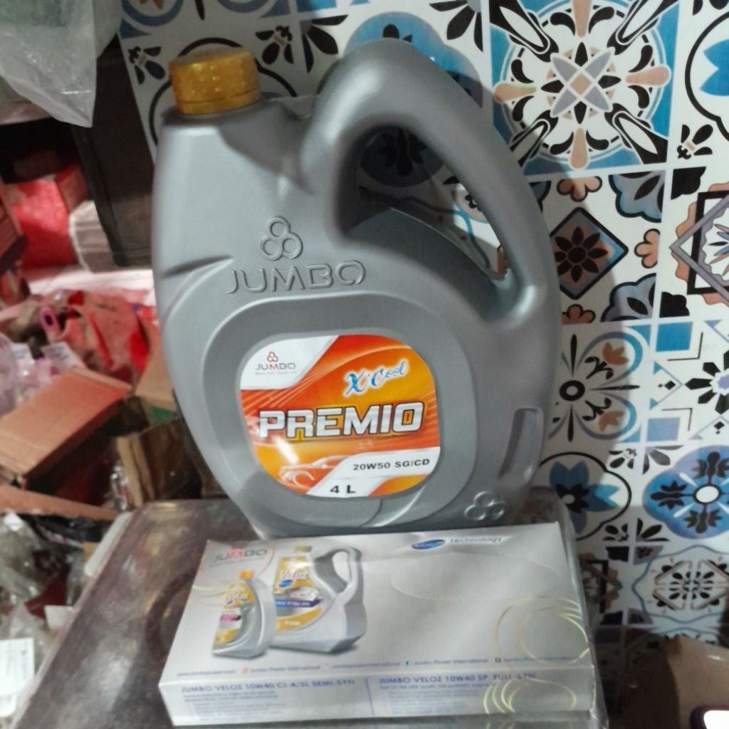 oli mobil jumbo premio X'cool free tissue sae20w50 SG/CD 4liter original