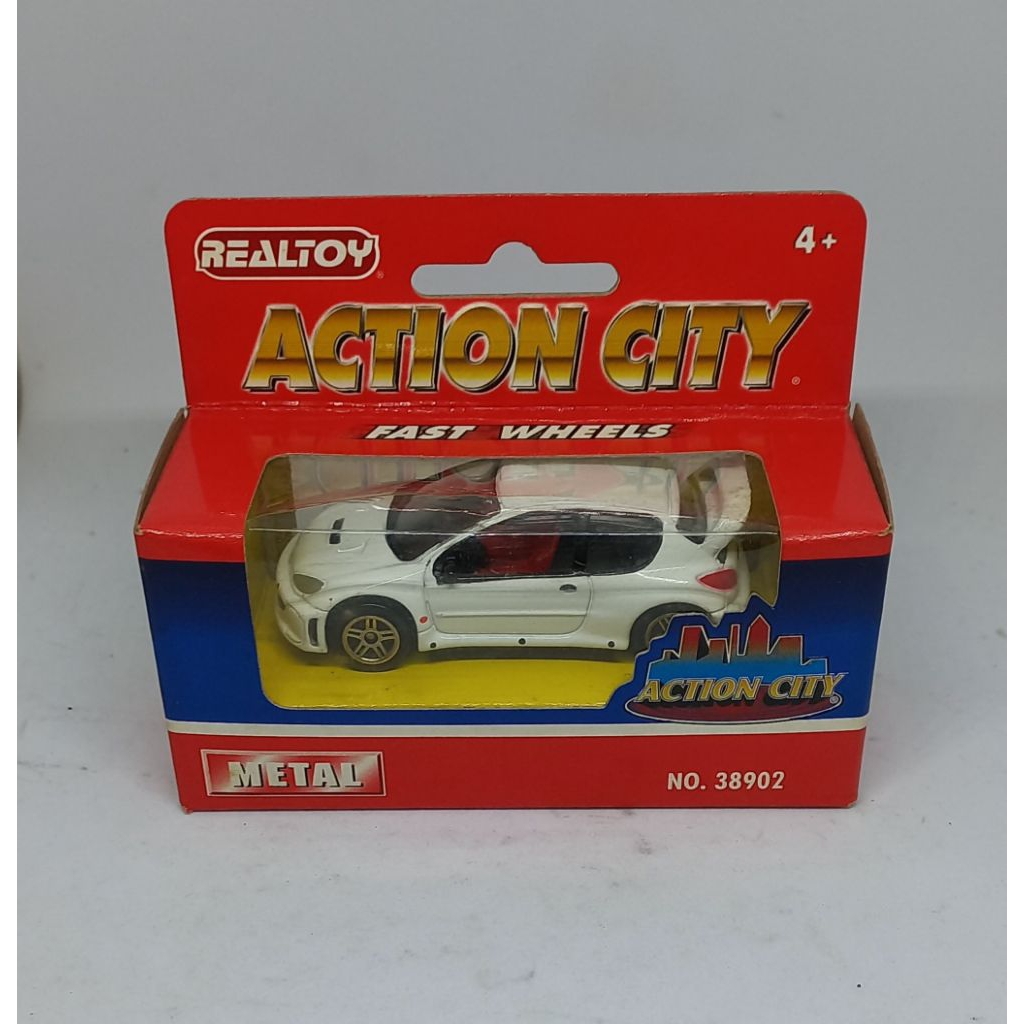 realtoy peugeot 206 rally wrc white action city diecast 1/60 (s)