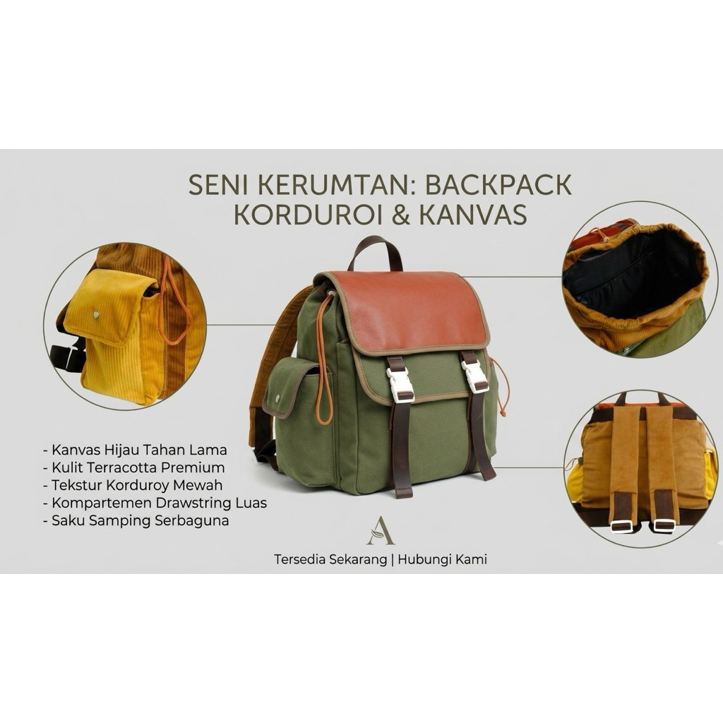 Tas Ransel Evroa Bonnie - Canvas Water Repellent, Lining 210 Urex, Sling Webbing BG, Warna Milky Way