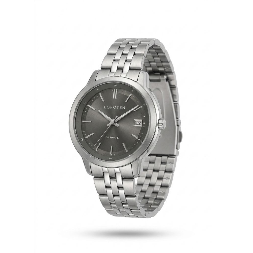 Jam Tangan Lofoten 8110 Rantai Silver Dasar Abu Cewek