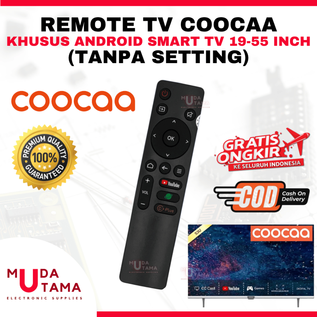Remote ANDROID SMART TV COOCAA 19-55 Inch - Remote TV SMART COOCAA - Remote TV ANDROID COOCAA - Remo