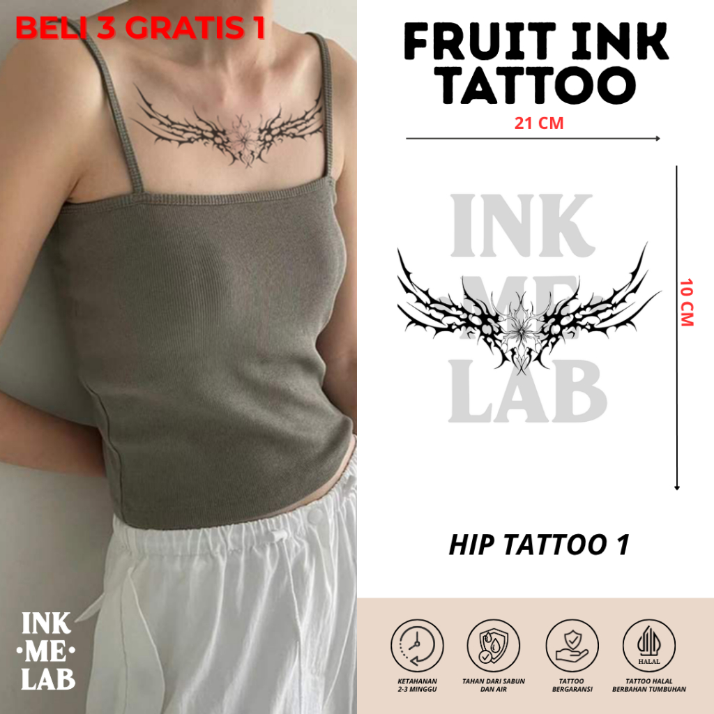 INKMELAB - Tato Pinggang Fruit Ink Temporary Tattoo , Koleksi Tato temporer cocok untuk area pinggul