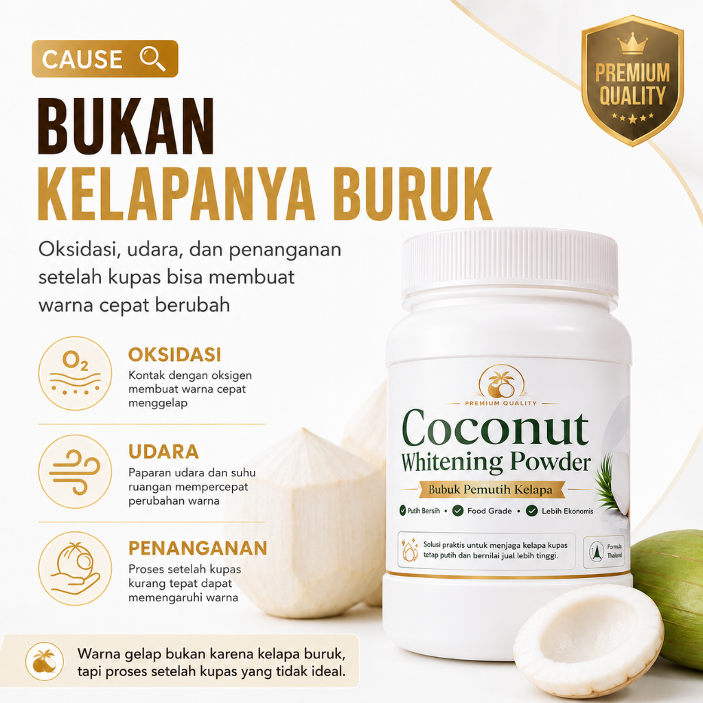 DISKON SERBUK PEMUTIH SABUT KELAPA MUDA - KELAPA DIAMOND - KELAPA THAILAND - COCONUT WHITENING -