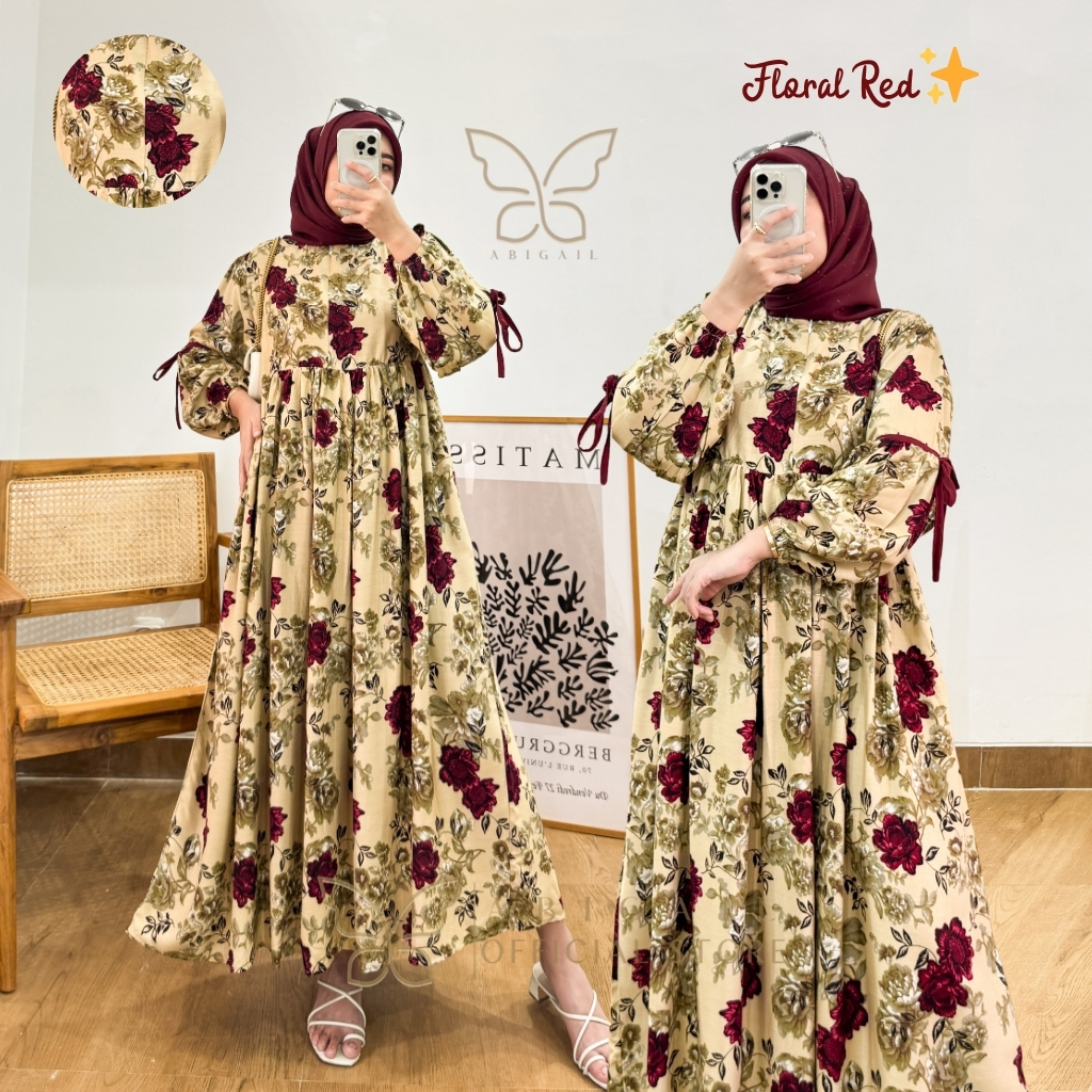 Midi Dress Rayon Premium Terbaru 2026 Dress Wanita Kekinian Jumbo LD 120 130 Model Illaya by Kamalin