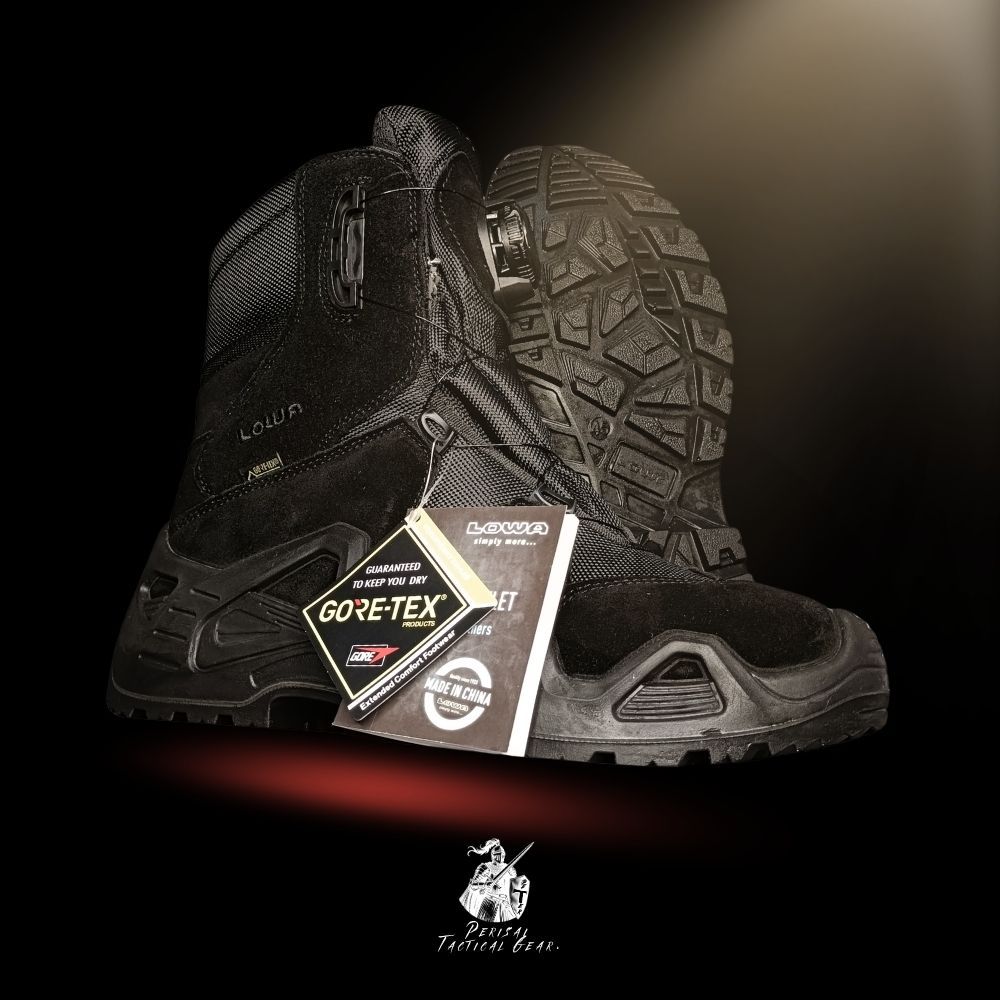 Sepatu lowa lowchin 8 inch PDL HITAM TALI PUTAR