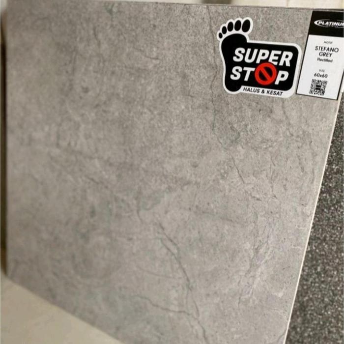 KERAMIK LANTAI PLATINUM 60X60 REC STEFANO GREY, DARK GREY II WAJIB CO PACKING KAYU PENGIRIMAN LUAR B