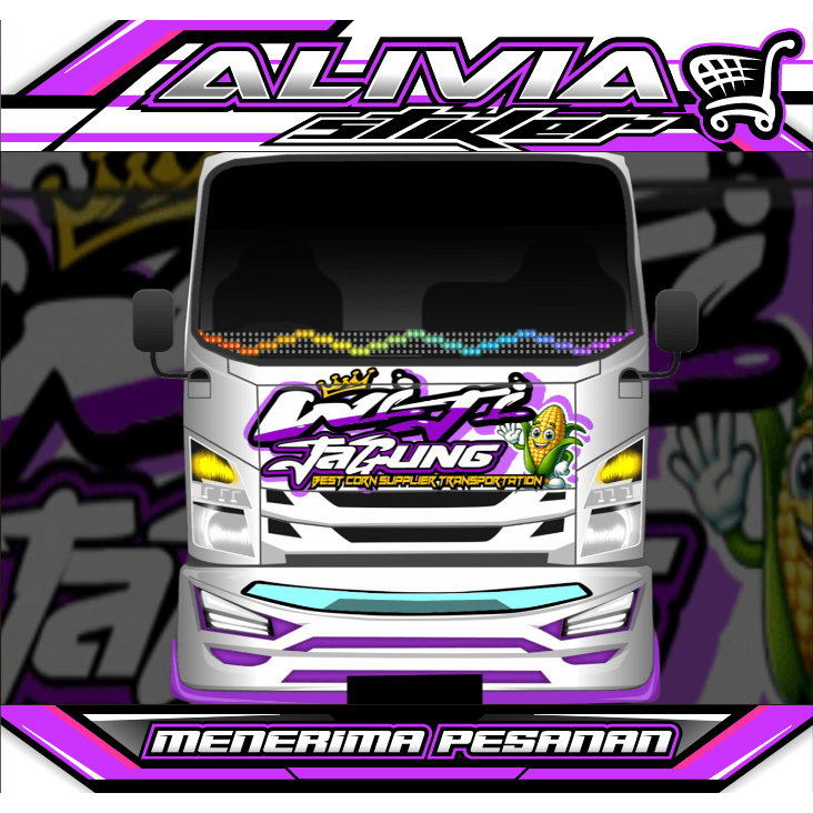 Stiker Decal Kabin Depan Truk Giga - Stiker Variasi Truk Giga - Bisa Request Design