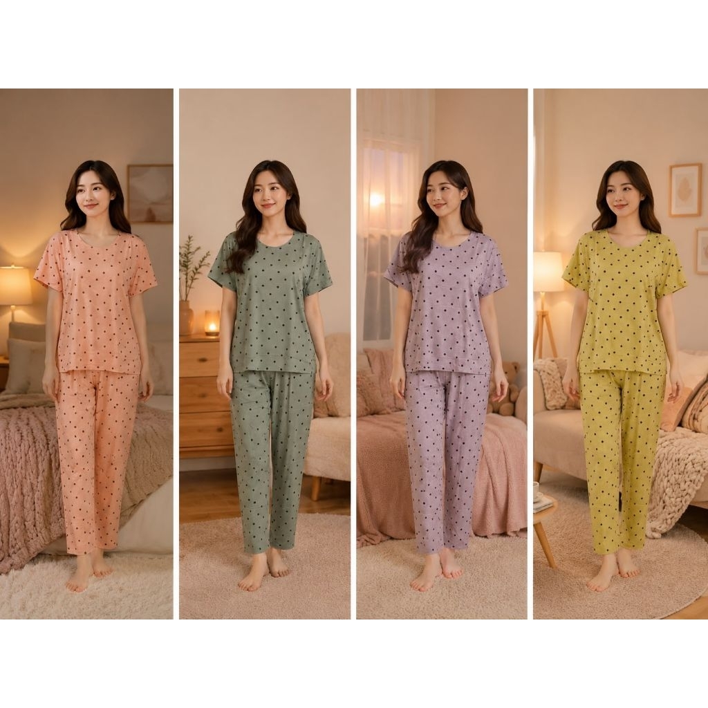 Setelan baju tidur Yeong gi size L Rayon lengan pendek celana panjang