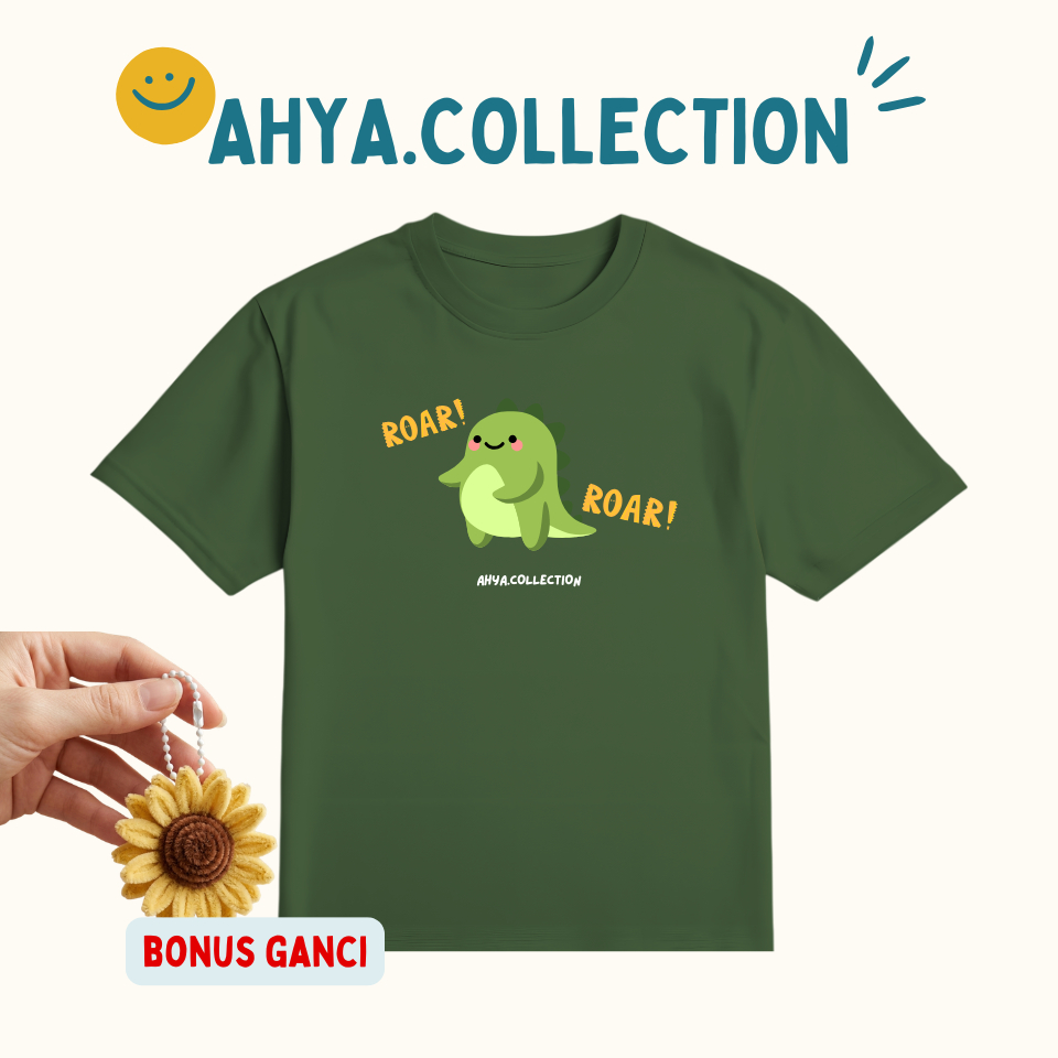 Ahya Collection Kaos Anak Laki Laki Gambar Dinosaurus Lucu Dino Roar | Baju Atasan Anak Cowok Katun 