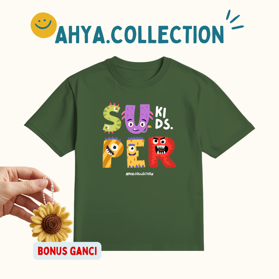 Ahya Collection Kaos Anak Laki Laki Gambar Karakter Super Kids Monster Lucu | Baju Atasan Anak Cowok