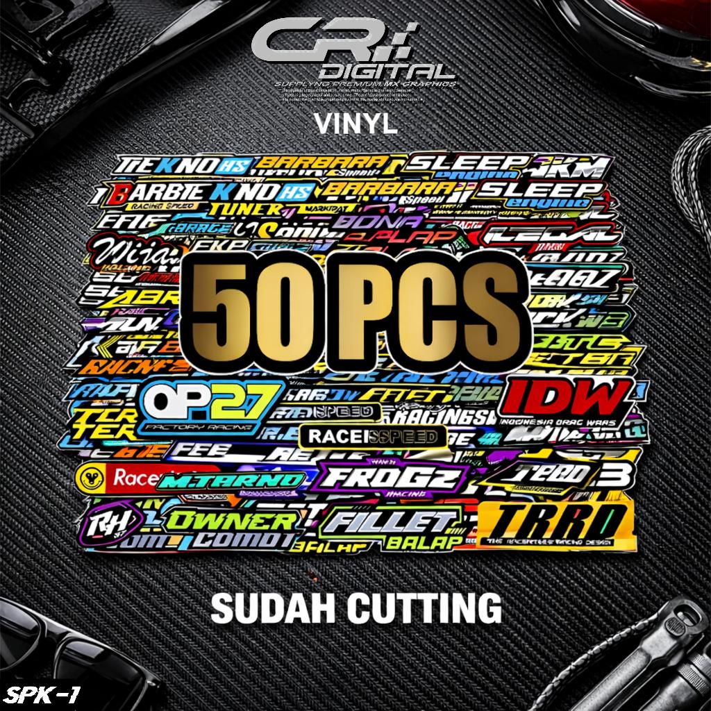 Isi 50 Lembar Sticker Racing Hologram Sticker Pack Stiker Sponsor Racing Stiker Motor Stiker Kecil2 