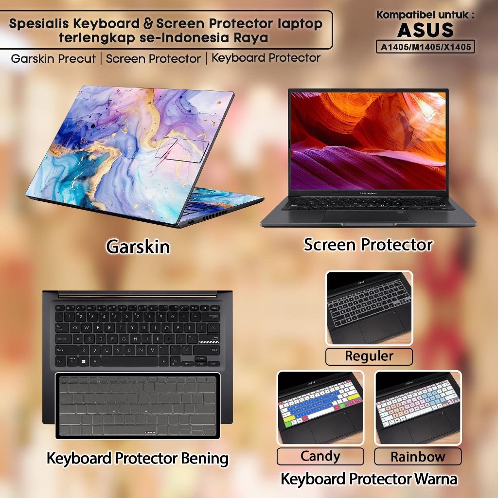 Screen Protector Anti Gores Cover Garskin Laptop Precut Custom Fit Kompatibel untuk Asus VivoBook 14