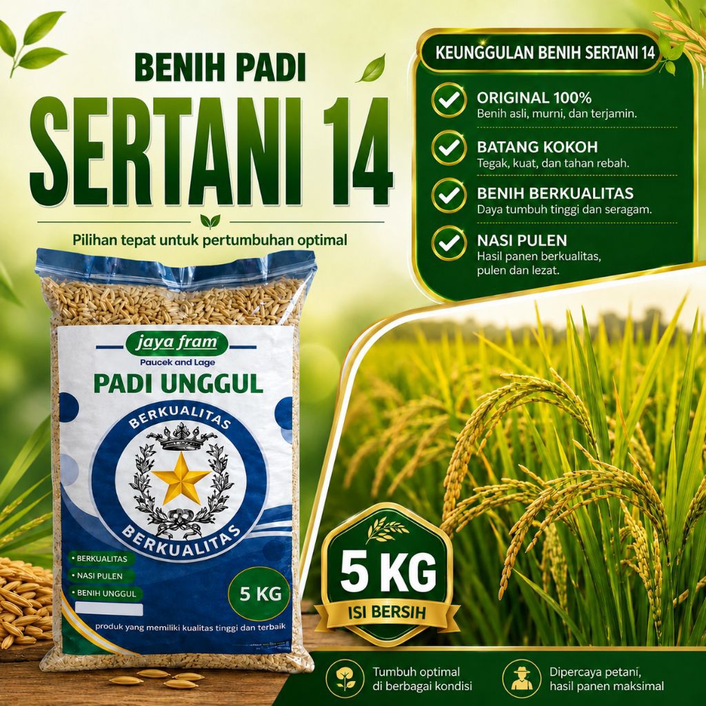 padi unggul sertani 14 benih padi unggul sertani 14 kemasan 5kg
