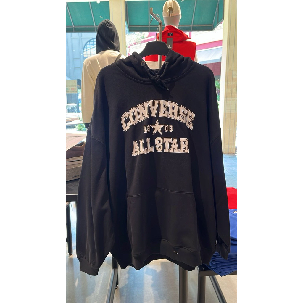 Converse Hoodie Black Red Grey resmi