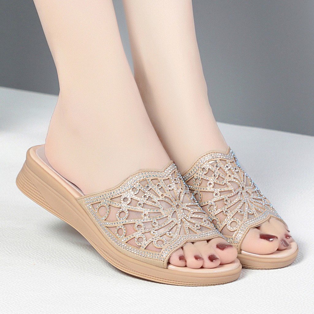 Sandal Pesta Sendal Kondangan Wanita Kekinian 2026 Sandal Flat Teplek Cewe