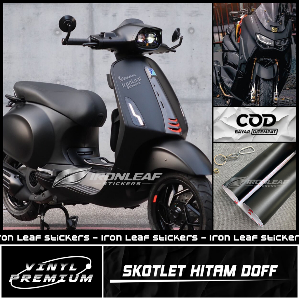 Skotlet Hitam Doff Black Matte  Stiker Vinyl Motor Mobil Premium Body Aquarium Furniture Wrapping Do