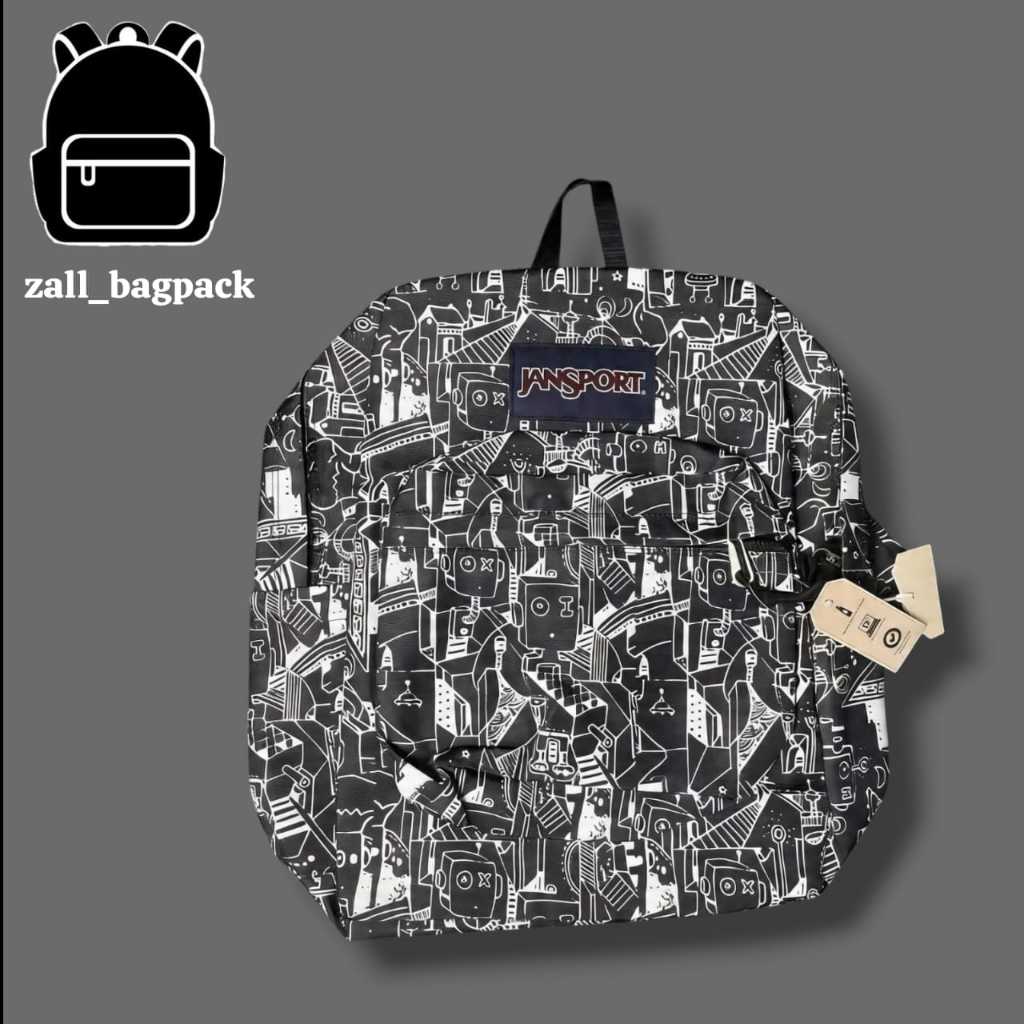 TERLARISS  tas js PREMIUM motif abstrak robot tas sekoalah / ransel pria wanita bagpack