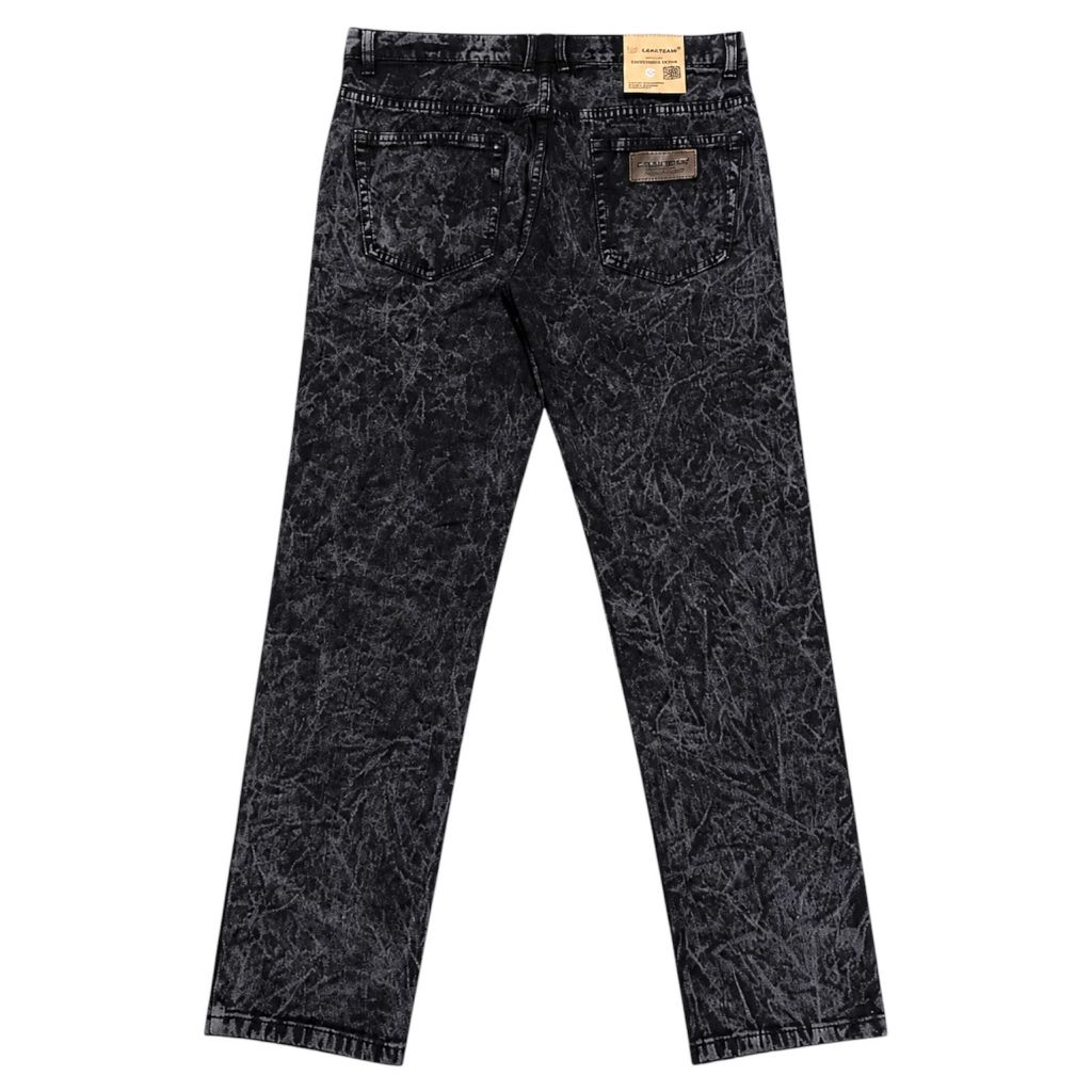 Wolflight - Celana Jeans Pria Sandwash Grey Black Regular Ukuran 28-38